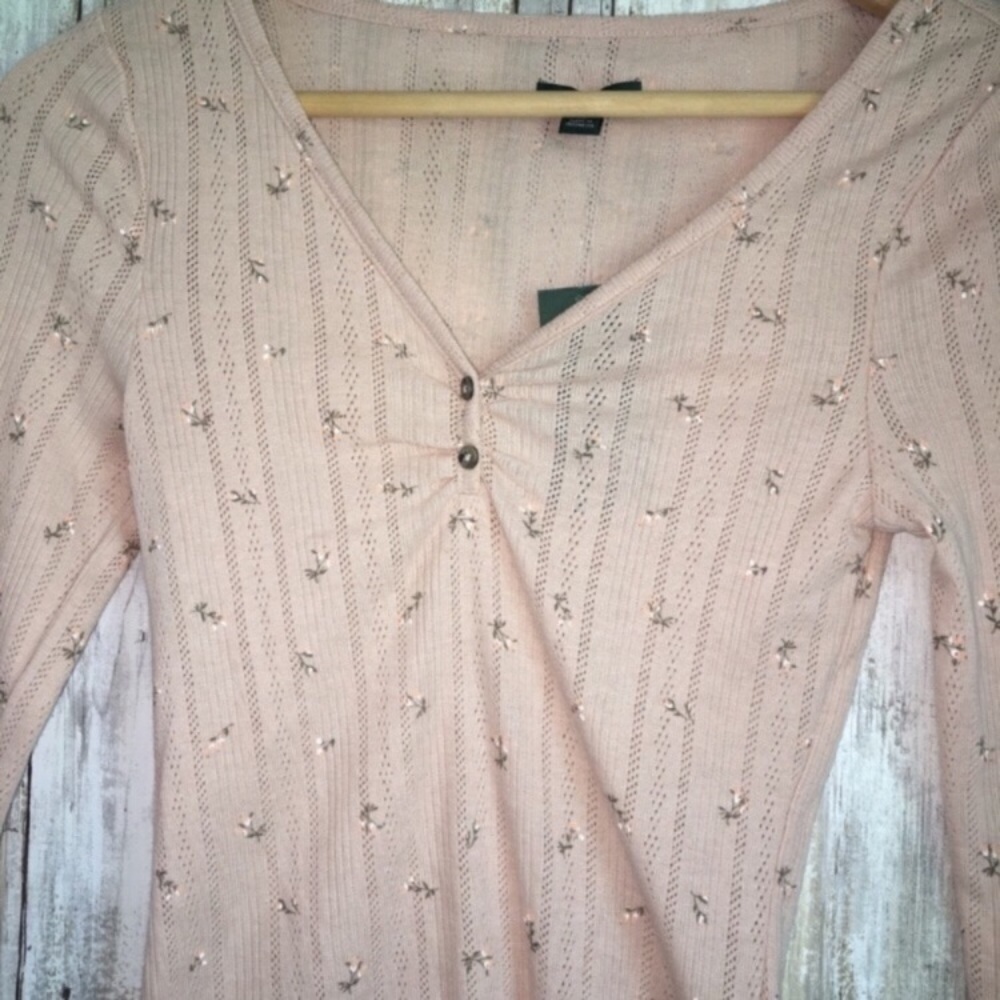 NWT Wild Fable Pink Floral Baby Doll Top - Picture 4 of 6